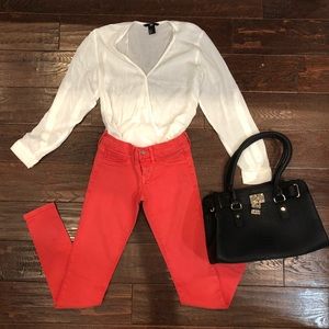 Coral Flying Monkey Skinny Jeans